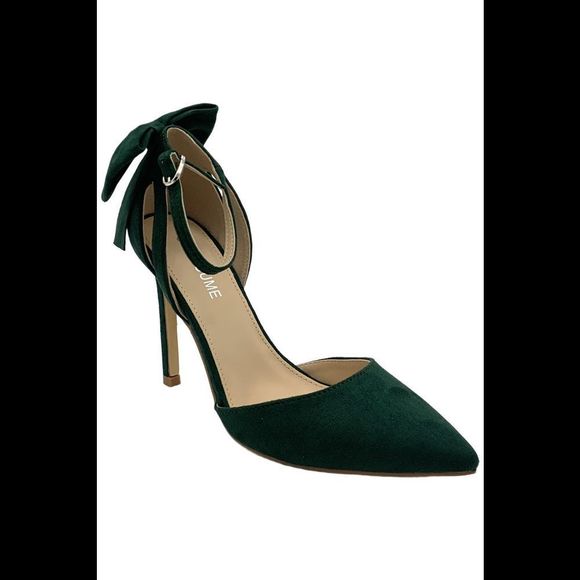 Carcuume Women's Bow Tie Back Stiletto Heels Green - Medium - Picture 1 of 3